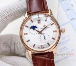 Knockoff Patek Philippe Calatrava Watches Rose Gold Brown Leather Band